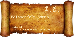 Palencsár Barna névjegykártya